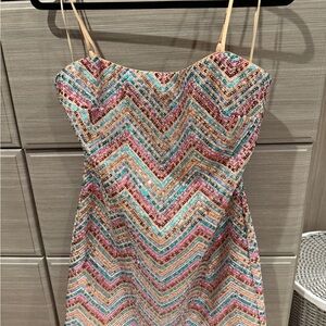 Milly multi-color chevron Sequin Embellished mini dress